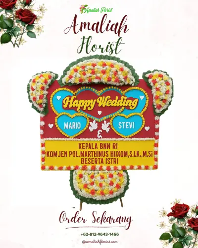 Karangan Papan Bunga Pernikahan di Amis